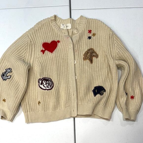 The Great. Collegiate Cardigan. Neck sweater heart patchwork size 4-6 - Picture 10 of 11
